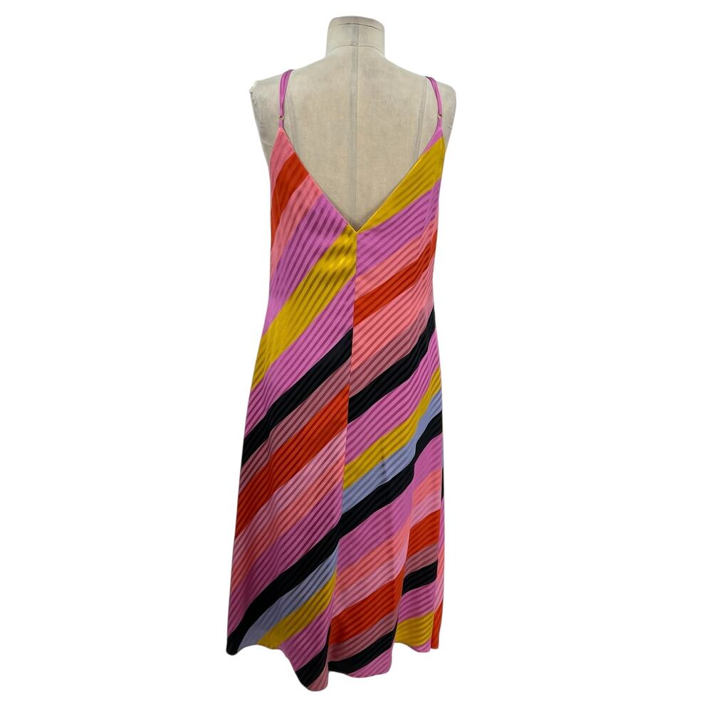 Stine Goya Gianna Dress Slip Midi Striped Silk Colorful Pink‎ Size Small - Picture 10 of 15
